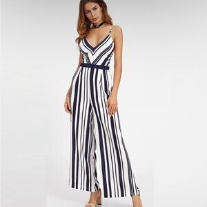 Womens Navy & White Jumpsuit